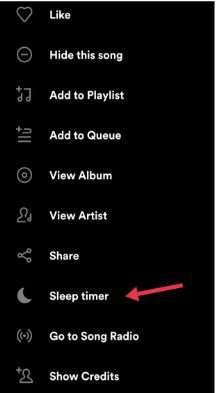 Spotify sleep timer